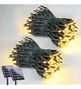 2 Pack 200 LED Solar String Lights for Outside, Solar Christmas Lights Outdoor Waterproof, Solar ...