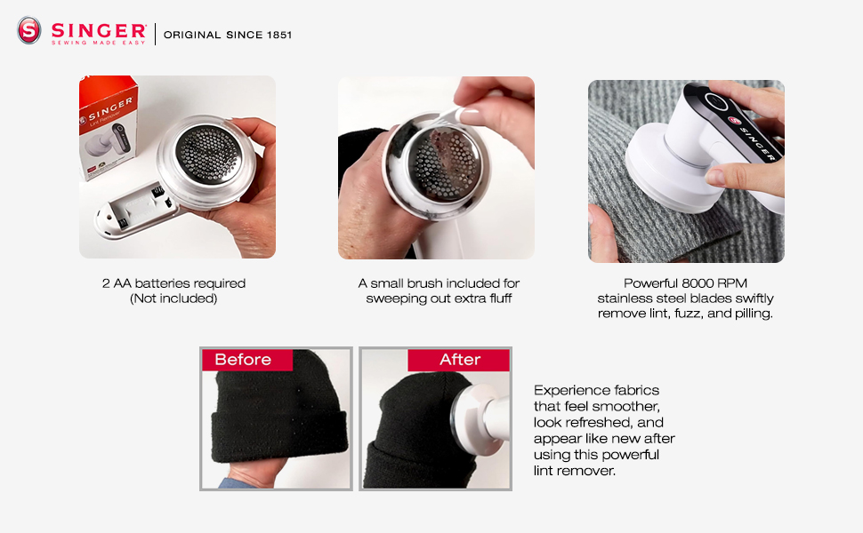 SINGER Compact Fabric Shaver and Lint Remover