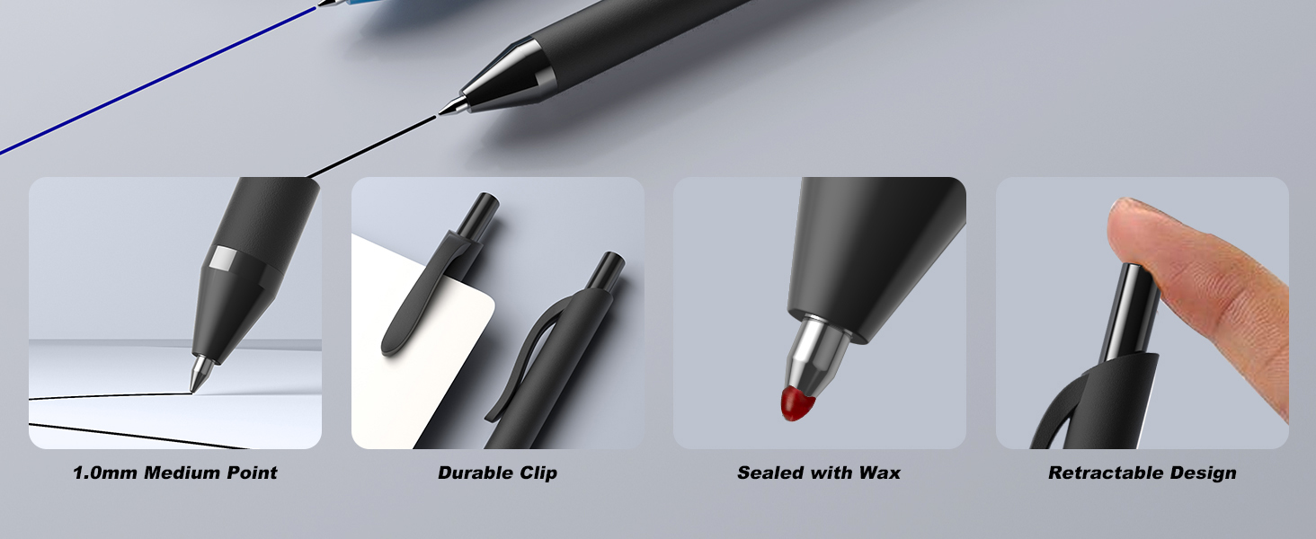 blue ballpoint pens