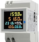 KETOTEK Single Phase Energy Meter Din Rail Electricity Usage Monitor AC 40-300V 100A Voltmeter Am...