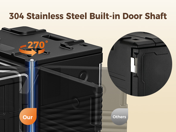 insulated food carrier with 304 stainless steel built-in door shaft