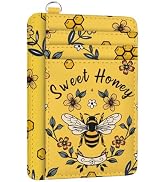 peacoblue RFID Blocking Credit Card Holder for Women - Bee and Flowers PU Leather Slim Wallet wit...