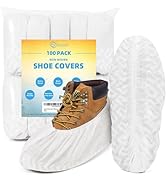 squish Shoe Covers Disposable Non Slip, 100 Pack(50 pairs) White Thick Extra Disposable Boot Cove...