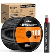 Nilight 100FT 14AWG Oxygen-Free Copper Wire Red Black Electrical Wire Stranded PVC Cord 2 Conduct...