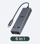 UGREEN Revodok 6 in 1 USB C Hub Gigabit Ethernet Adapter with 4K 60Hz HDMI, 100W PD Charging, 10G...