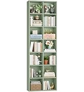 FOTOSOK 71'' Tall Bookshelf with 14 Cubes, 7 Tier Double Wide Bookshelf with 6 Adjustable Shelves...