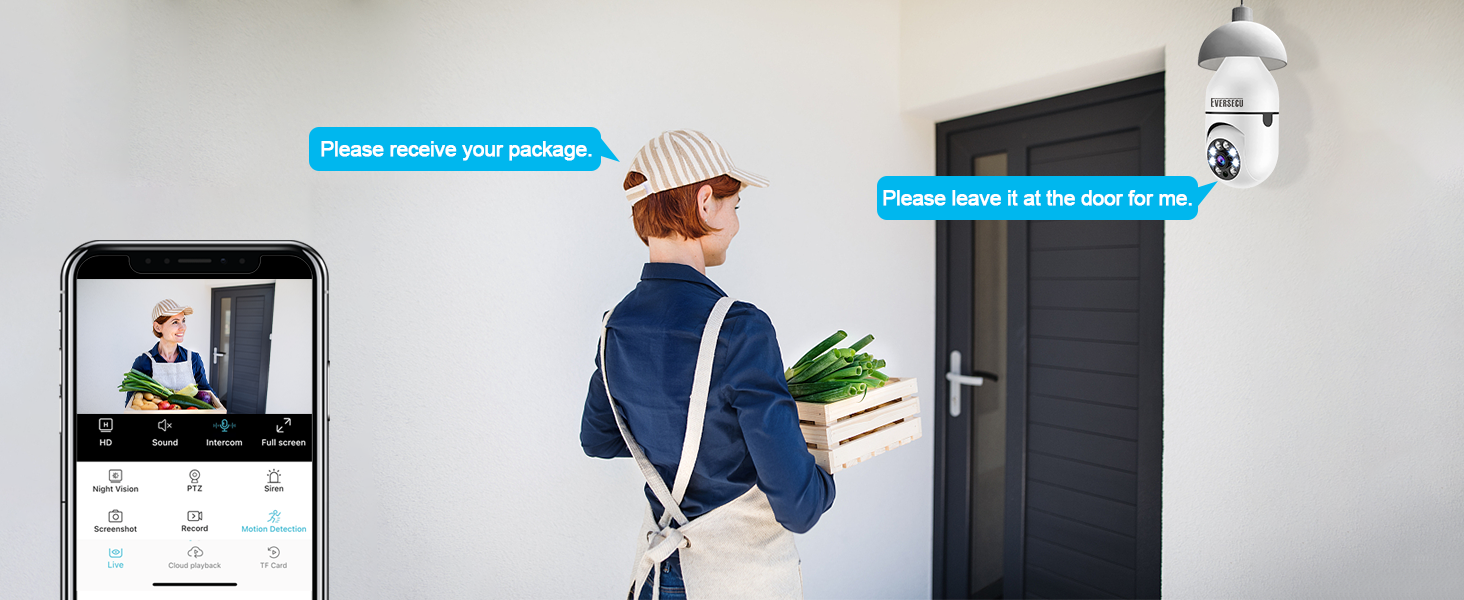 2K Light Bulb Wireless Security Camera 5Ghz WiFi Outdoor Indoor RTSP Stream Work with Alexa Onvif