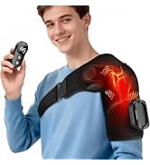 Cordless Shoulder Heating Pad with Massage & Magnetic Remote Control | Heated Shoulder Wrap for P...