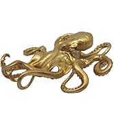 Pewery Gold Mini Octopus Figurine, Solid Metal Animal Ornament, Mini Octopus Sculpture for Home O...