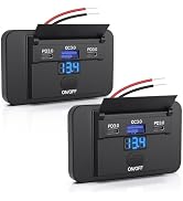 2PCS Gibbab 90W 3 Ports 12V RV USB Switch Outlet with Voltmeter, 2*36W PD3.0 Type-C Quick Charge ...