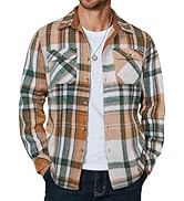 COOFANDY Men's Long Sleeve Flannel Shirts Fashion Plaid Jacket Casual Button Down Shirt with Pockets