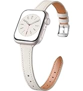 Charlam Slim Leather Band Compatible with Apple Watch Bands for Women 40mm 38mm 41mm 42mm 44mm 45...