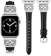 TOYOUTHS Compatible with Apple Watch Bands Women 38/40/41/42mm Dressy Slim Leather Strap with Des...