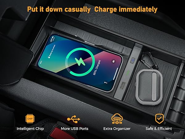 CarQiWireless Wireless Charger for F150 2009-2023 2024 2025, Center Console