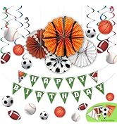 HonuGoGo All-Star Sports Birthday Party Decorations Kit, 26ct Game Day Decorations with Banner, P...
