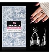 UNA GELLA Almond Nail Tips, 312PCS Half Cover Almond Shape Nail Tips Soft Gel Tips 12 Sizes Pre-s...