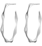 BriLove Dainty Simple 925 Sterling Silver Hoop Dangle Stud Earrings for Women Birthday Valentines...