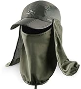 ELLEWIN Fishing Hat Sun Cap UPF 50+ Outdoor Hiking Hat with Removable Mesh Face Neck Flap Cover W...