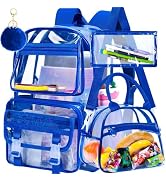 KLFVB Clear Backpack, Heavy Duty Transparent Bookbag, See Through Sequin Backpacks