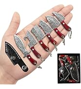 STARDW Damascus Mini Chef Knife Set - 6-Piece EDC Set with Cleaver and Box Cutter