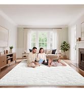 Mhyup Cream White Area Rugs 9x12 Living Room Bedroom, Fluffy Large Rug Soft Shag Non-Slip Carpet ...