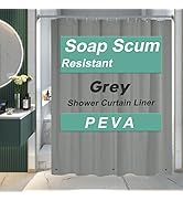 AmazerBath Shower Curtain Liner, 72x72 Grey Shower Curtain Liner, Cute Plastic Shower Curtain Lin...