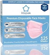 Litepak 125-Pack Disposable Face Mask Premium Comfort Earloops with Dispenser Box (Pink)