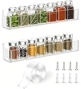 PMMASTO Adhesive Acrylic Spice Rack Organizer for Wall with Nano Double Sided Tape, Spice Shelf O...