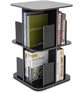 KeruRome 2 Tier Rotating Bookshelf 360 Display Round Floor Standing Revolving Bookcase Storage Ra...