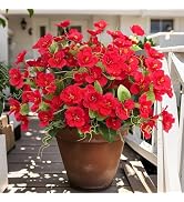 Besteek Artificial Fake Flowers Plant for Outdoors Red