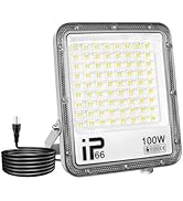 SKYWORLD LED Flood Lights Outdoor, 100W 10000LM Floodlight Outside LED Work Light with Plug, 6000...