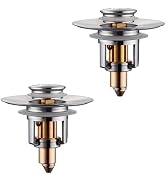 Universal Bathroom Sink Stopper - 2 Pack Brushed Nickel Pop Up Drain Stopper for 1.06"-1.65" Basi...