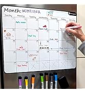 Large 17.5"x13.5" Dry-Erase Magnetic Monthly Calendar (Organizer/Planner) for Kitchen Fridge (Ful...