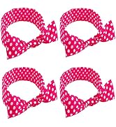 AHONEY 4 Pack Pink Headband Bow Headbands for Women Wire Headband Bandanas for Women Retro Polka ...
