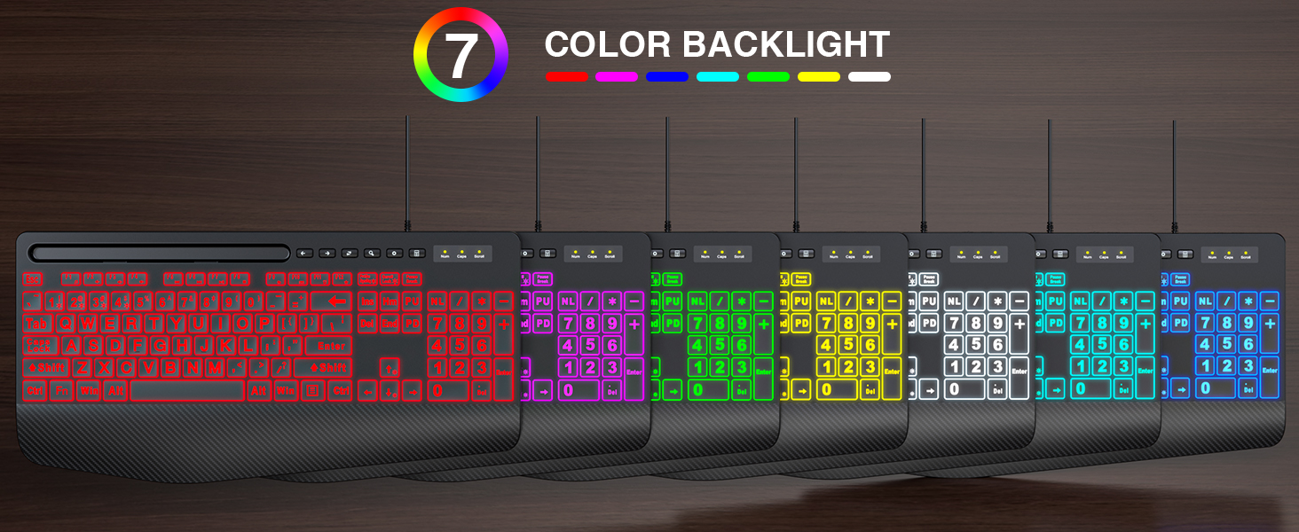 7 colors backlit