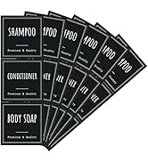 Segbeauty Soap Dispenser Labels, 18pcs Bathroom Waterproof Labels for Bottles, Black Removable Se...