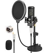 XLR Condenser Microphone with 26mm Large Diaphragm, Professional Cardioid Recording Studio Mic Ki...