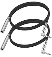 2-Pack 6.35mm Right Angle TS Male to Female Adapter Cable, 3.3 Foot, Black, 1/4 TS Right Angle Ma...