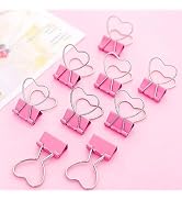 10Pcs Pink Clip Heart Hollow Out Metal Binder Clips Notes Letter Paper Clip Office Supplies Paper...