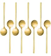 Pack of 8, Gold Plated Stainless Steel Espresso Spoons, findTop Mini Teaspoons Set for Coffee Sug...