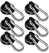DIYMAG Magnetic Hooks, 6Pack 70LBS Heavy Duty Neodymium Magnetics with Swivel Carabiner Hook,Grea...