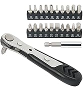STREBITO Mini Ratchet Set, 22-Piece 1/4 Ratchet Right Angle Screwdriver, 36-Tooth Small Ratchetin...