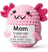 Mom Gifts from Daughter, Mini Crochet Axolotl for Mothers Day Birthday Christmas, Funny Present f...