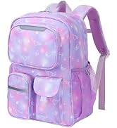 BrainyBees Kids Backpack for Girls - 17 Inch Elementary School Bookbag for Grades 3-5 with, 3 Fro...