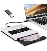 NOLYTH CD DVD Drive for Laptop: USB External Portable Burner Player Compatible with Mac/MacBook &...