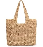 Straw Beach Bag, Women Tote Bag Woven Shoulder Bag, Handmade Large Summer Handbag Hobo Bag for Be...