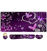 ARTSO Large Gaming Mouse Pad, Keyboard Wrist Rest Pad & Wrist Support Mousepad Set, Stitched Edge...