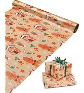RayofSun Christmas Wrapping Paper,Gingerbread Man Candy Cane Gift Wrapping Paper Rolls,Vintage Kr...