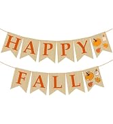 OHOME Fall Decorations for Home - Happy Autumn Pumpkin Banner for Indoor Outdoor | Maple Leaves G...