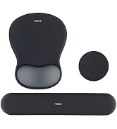 MOSISO Wrist Rest Support for Mouse Pad&Keyboard Set, Curved Ergonomic Mousepad&Coaster Non-Slip ...